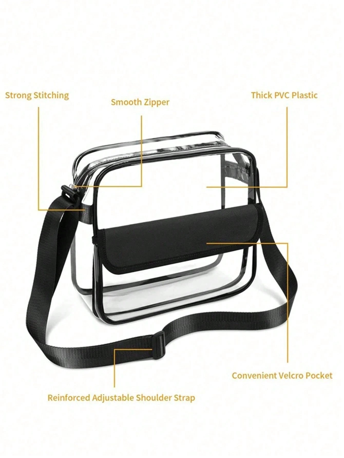 PVC Clear Bag Cross Ssww-Through Body Bag Waterproof See Through Zippered Tote Bag For Travel Concert, Beach Bags, Summer Outfits, Jelly Bag