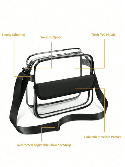 PVC Clear Bag Cross Ssww-Through Body Bag Waterproof See Through Zippered Tote Bag For Travel Concert, Beach Bags, Summer Outfits, Jelly Bag