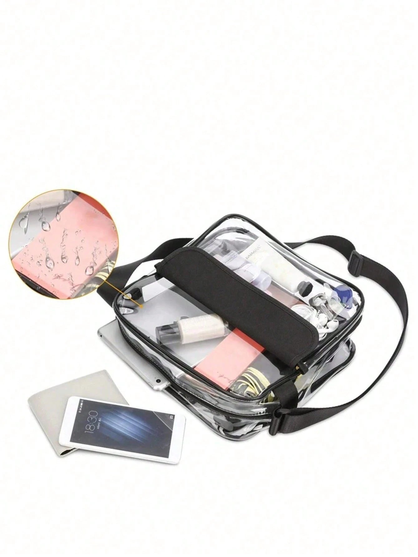 PVC Clear Bag Cross Ssww-Through Body Bag Waterproof See Through Zippered Tote Bag For Travel Concert, Beach Bags, Summer Outfits, Jelly Bag