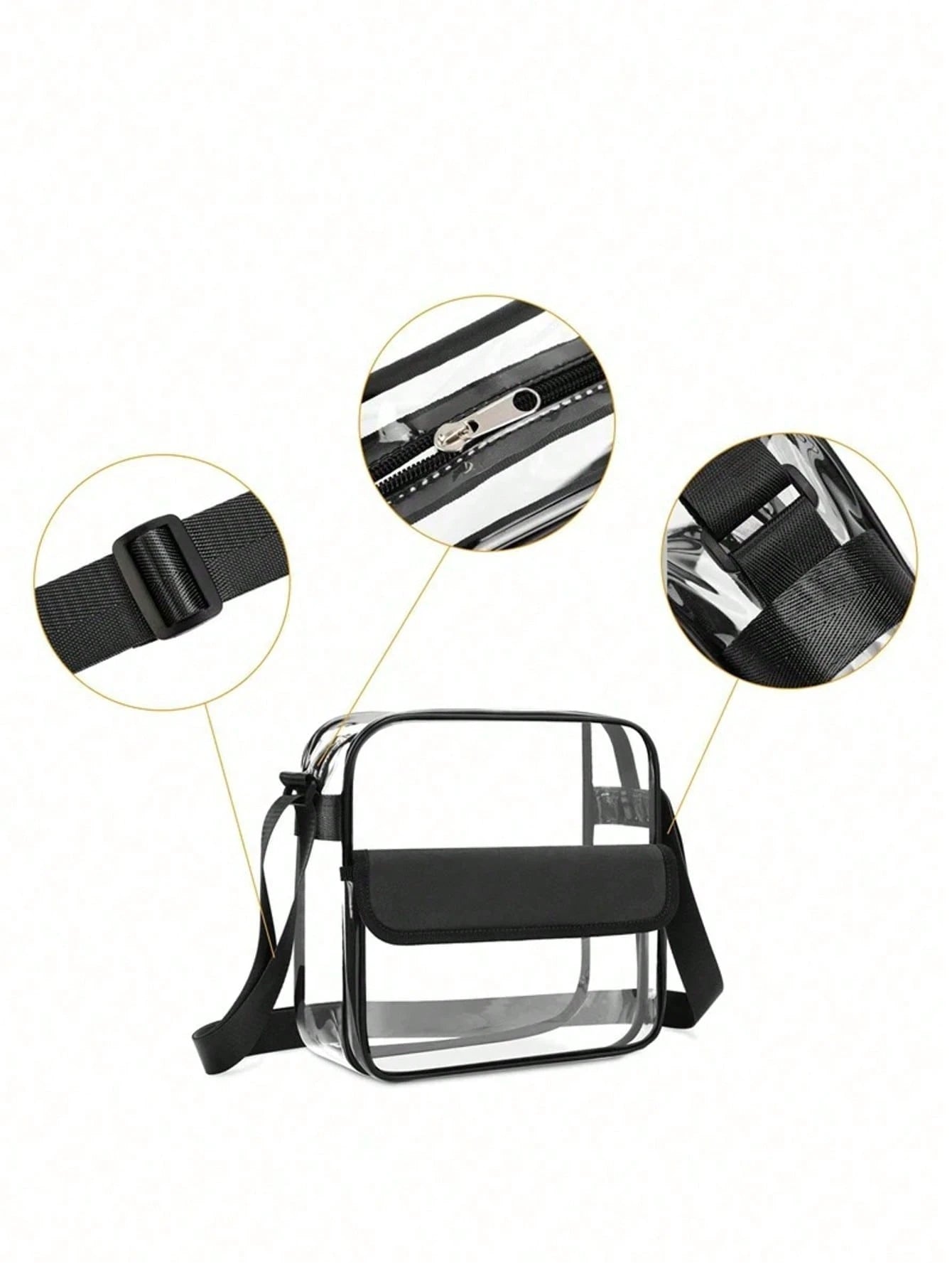PVC Clear Bag Cross Ssww-Through Body Bag Waterproof See Through Zippered Tote Bag For Travel Concert, Beach Bags, Summer Outfits, Jelly Bag