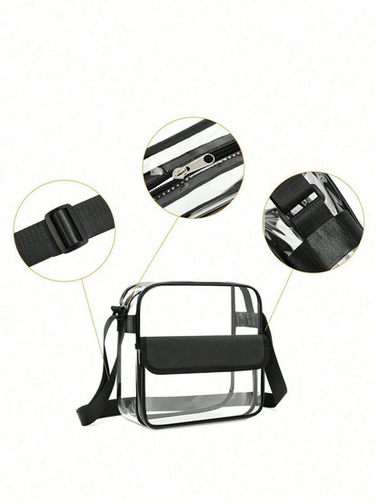 PVC Clear Bag Cross Ssww-Through Body Bag Waterproof See Through Zippered Tote Bag For Travel Concert, Beach Bags, Summer Outfits, Jelly Bag