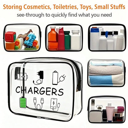 PVC Material Hair Accessories & Toiletry Bag, Zipper Sealed PVC Travel Storage Bag- Lightweight, Sunproof Cosmetic Wash Bag For Women/Girls, Portable Makeup Bag, Easy To Wipe Clean, Smart Storage Pou