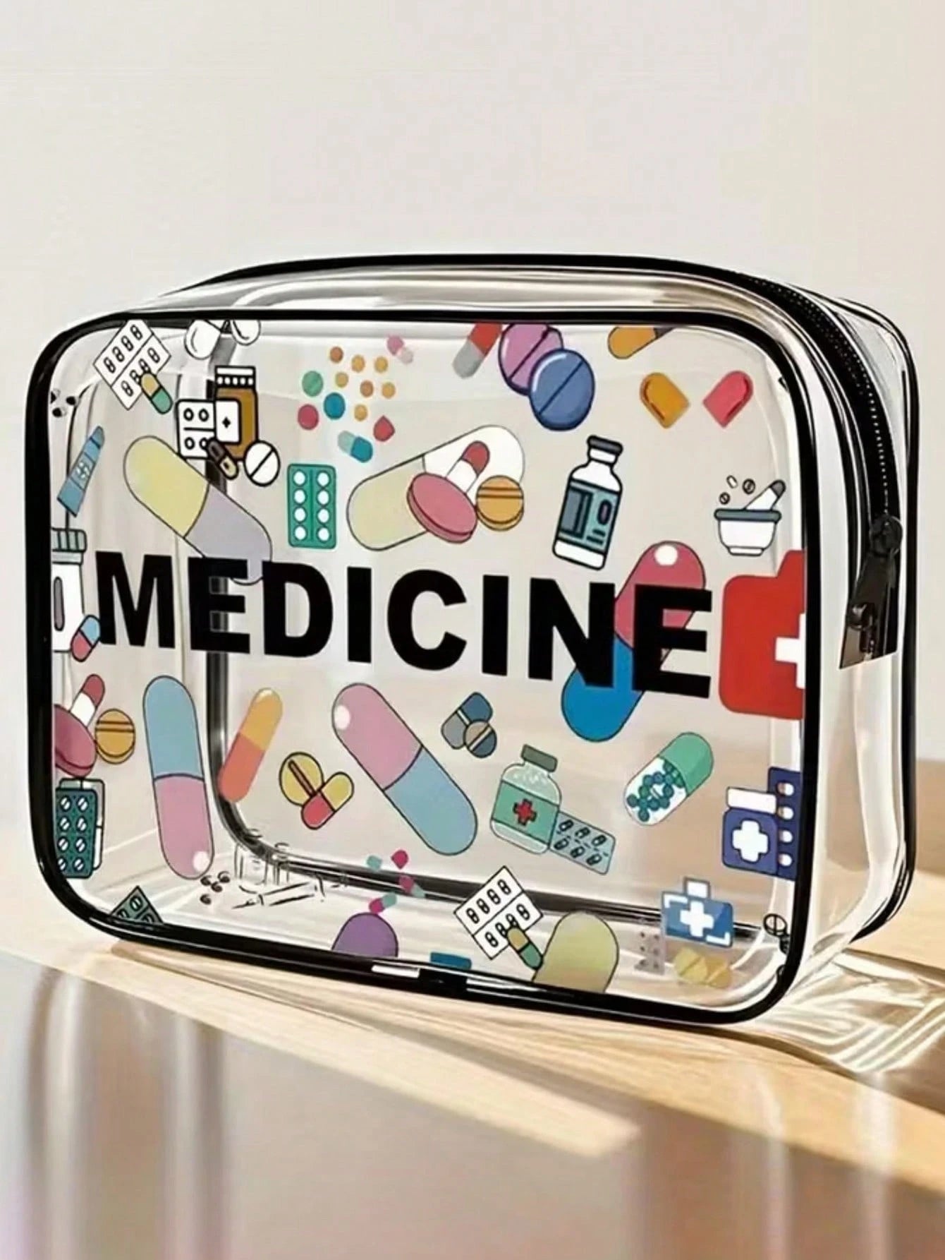 PVC Material Hair Accessories & Toiletry Bag, Zipper Sealed PVC Travel Storage Bag- Lightweight, Sunproof Cosmetic Wash Bag For Women/Girls, Portable Makeup Bag, Easy To Wipe Clean, Smart Storage Pou