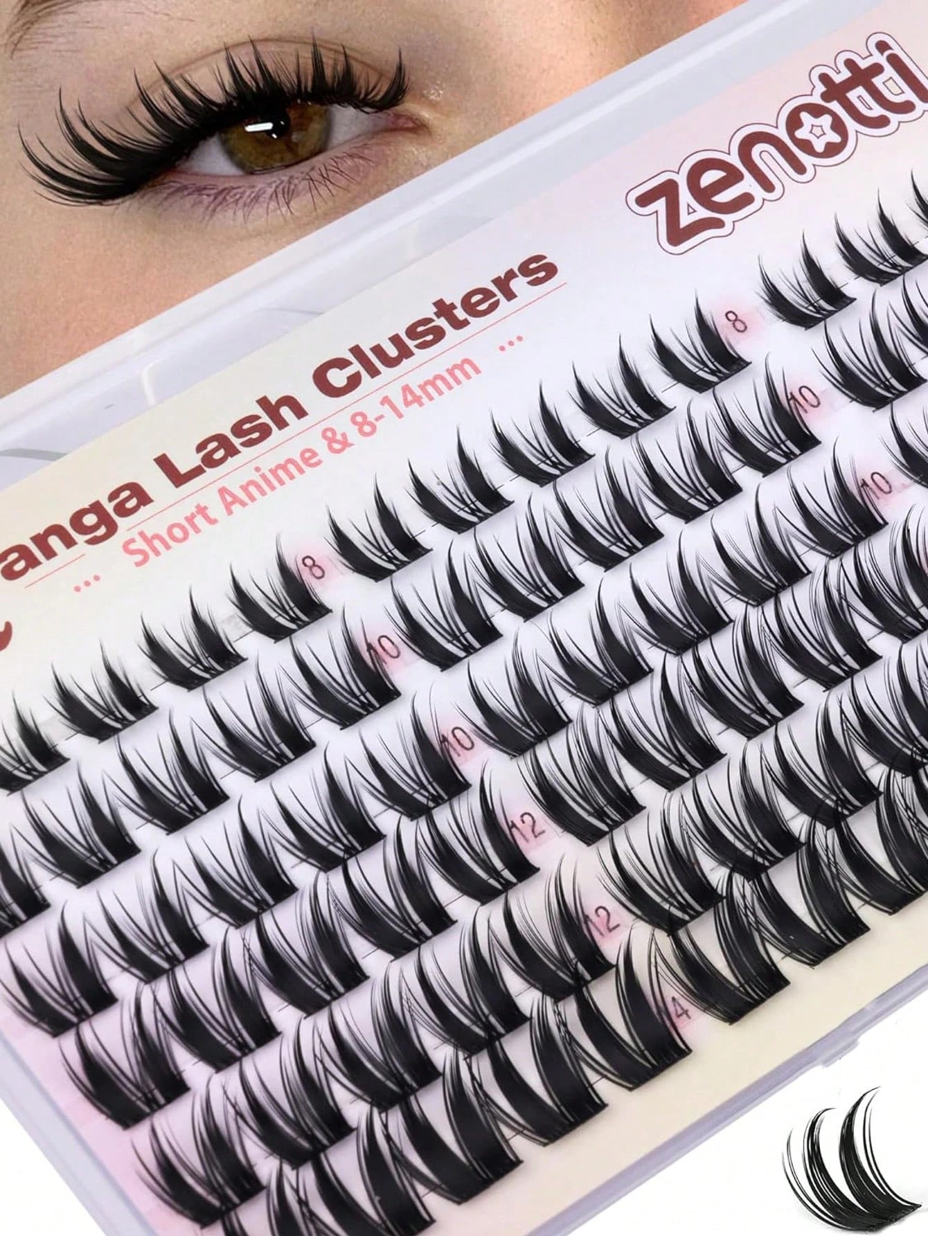 Rabbit Lash Cluster Series: Cartoon-Style Lash Clusters, Fine Cluster Lash Extensions, Anime Fairy-Style Individual Lash Clusters, Pointed Tip Wet-Look Lash Extensions, Length 8-14mm