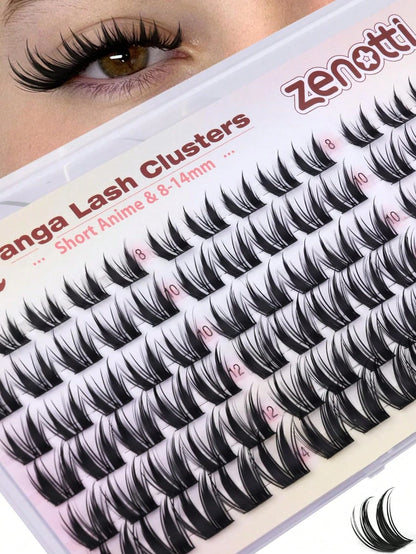 Rabbit Lash Cluster Series: Cartoon-Style Lash Clusters, Fine Cluster Lash Extensions, Anime Fairy-Style Individual Lash Clusters, Pointed Tip Wet-Look Lash Extensions, Length 8-14mm