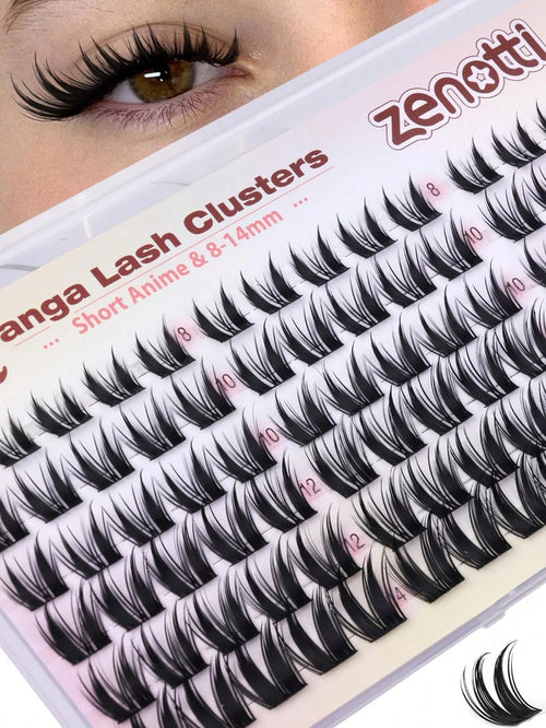Rabbit Lash Cluster Series: Cartoon-Style Lash Clusters, Fine Cluster Lash Extensions, Anime Fairy-Style Individual Lash Clusters, Pointed Tip Wet-Look Lash Extensions, Length 8-14mm