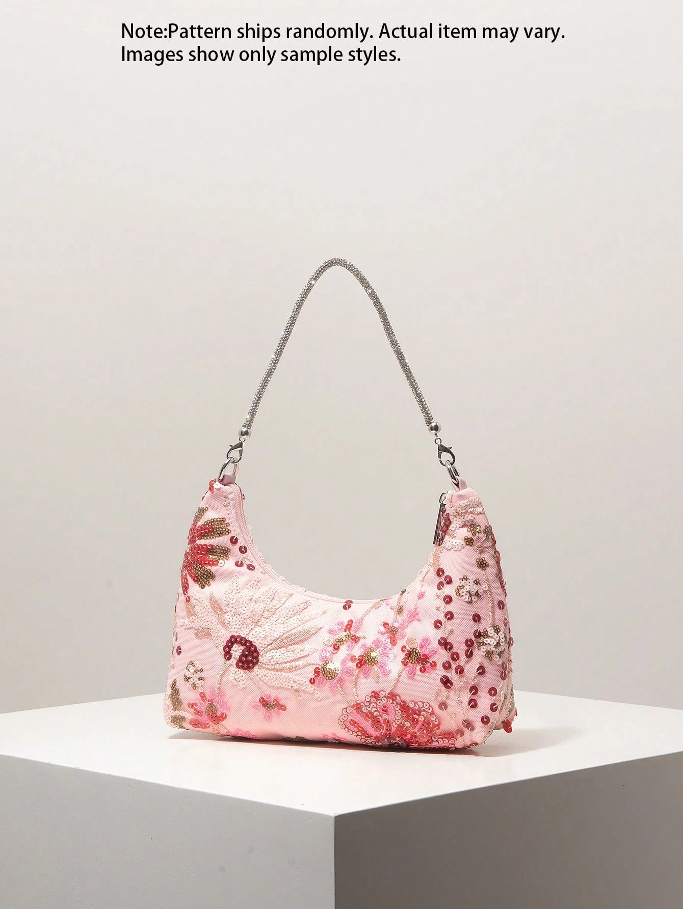 (Random Pattern) Women's Shoulder Bag, Sequin Bag, Floral Pattern, Embroidered Bag, Women's Handbag, Evening Party, Party Outfit, Ball Bag, Ball Accessories, Wedding Supplies, Elegant Women's Wallet
