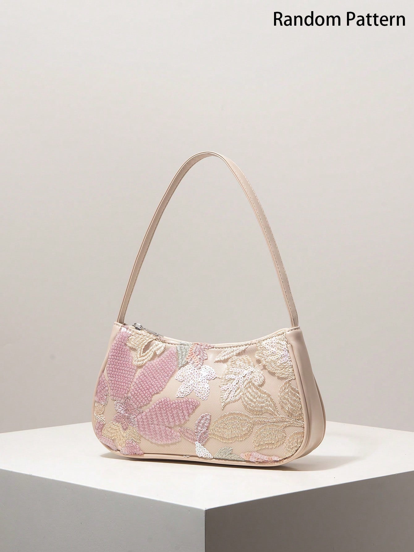 (Random Pattern) Women's Shoulder Bag, Sequin Bag, Floral Pattern, Embroidered Bag, Women's Handbag, Evening Party, Party Outfit, Ball Bag, Ball Accessories, Wedding Supplies, Elegant Women's Wallet