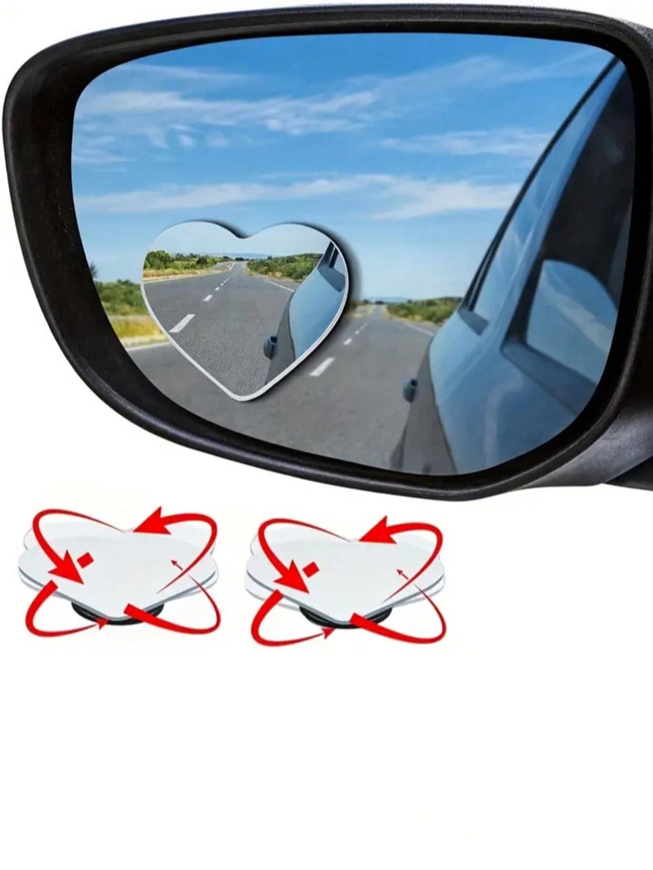 rayhong Heart-Shaped Blind Spot Mirror, Frameless Blind Spot Mirror, 360 Degree Wide Angle Convex Mirror, Square Blind Spot Rearview Mirror, Parking Mirror, Round Blind Spot Mirror, Car Accessories, C