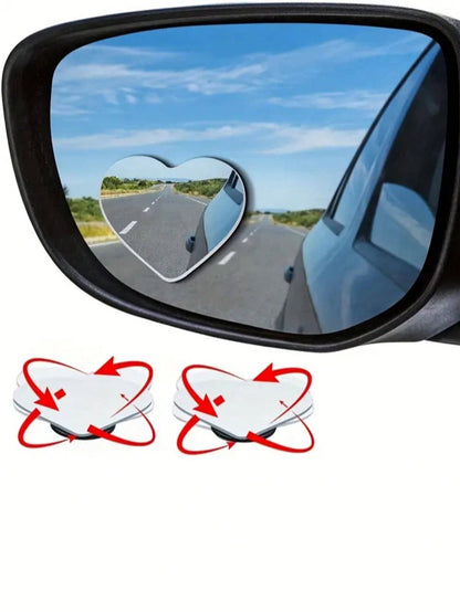 rayhong Heart-Shaped Blind Spot Mirror, Frameless Blind Spot Mirror, 360 Degree Wide Angle Convex Mirror, Square Blind Spot Rearview Mirror, Parking Mirror, Round Blind Spot Mirror, Car Accessories, C