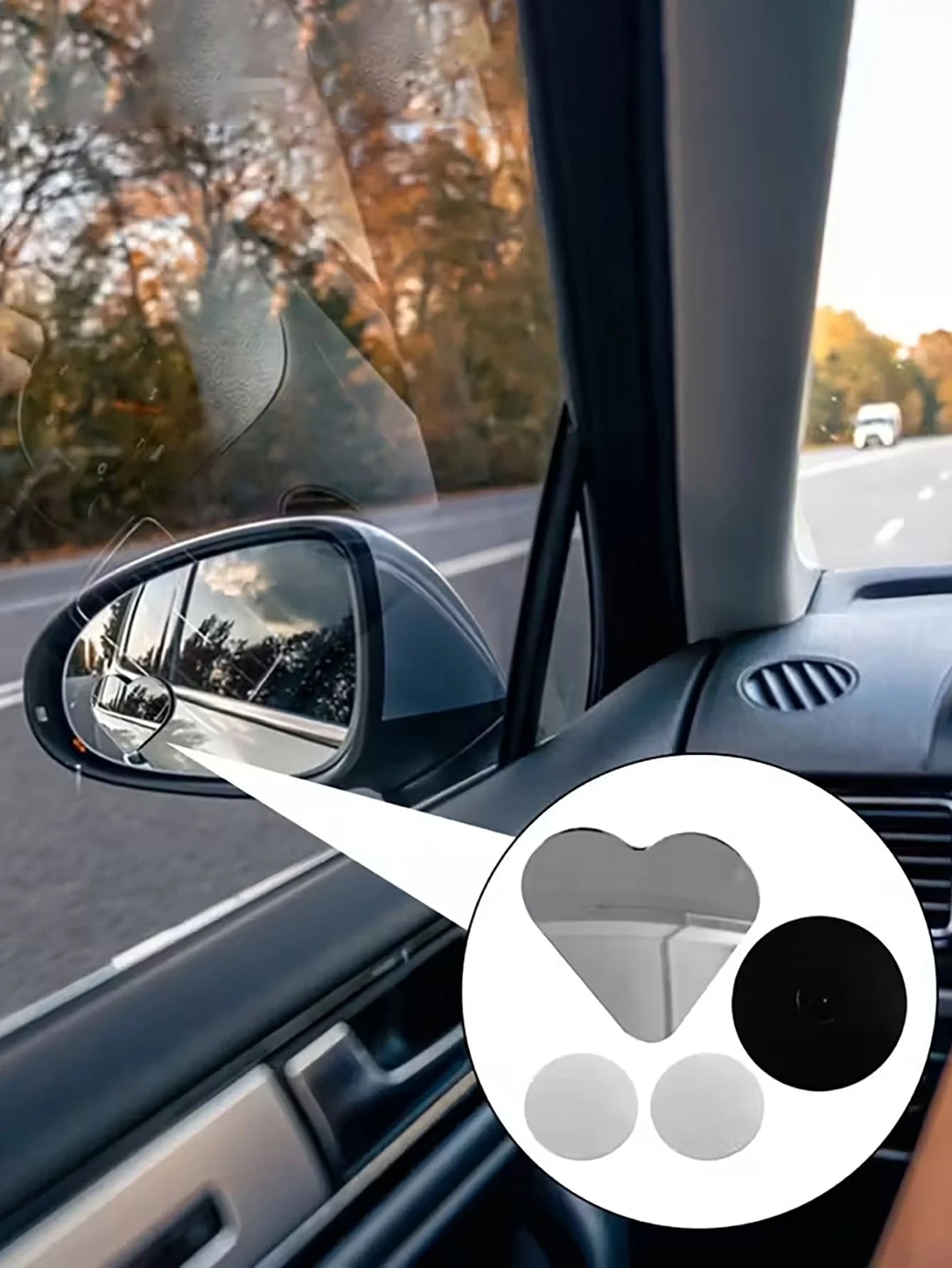 rayhong Heart-Shaped Blind Spot Mirror, Frameless Blind Spot Mirror, 360 Degree Wide Angle Convex Mirror, Square Blind Spot Rearview Mirror, Parking Mirror, Round Blind Spot Mirror, Car Accessories, C