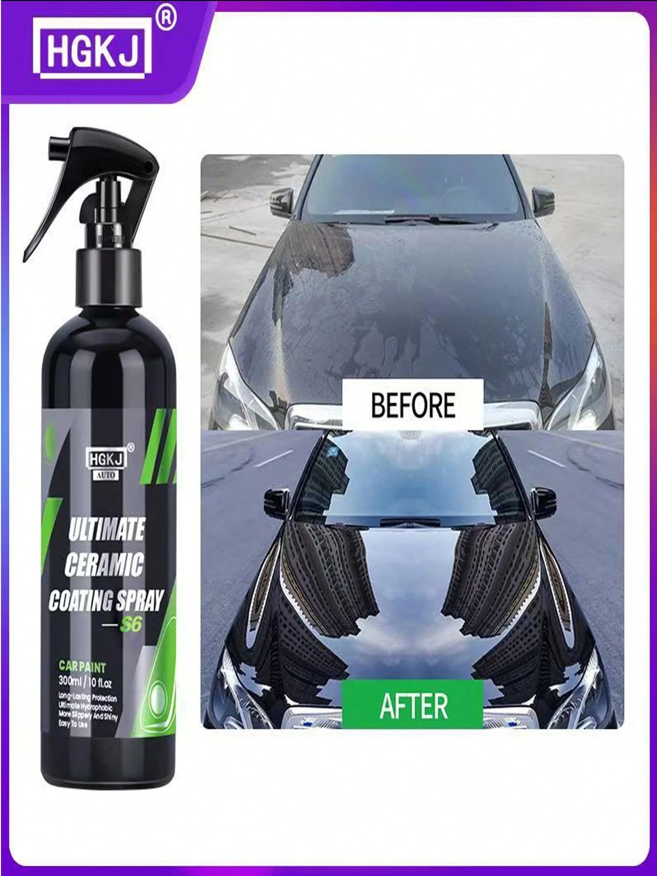 rayhong HGKJ S6 Ultimate Ceramic Coating Spray- Nano Car Coating Spray For Extended Protection And Paint Care, Quick-Acting Coating Agent For Automotive Paint, Nano Crystal Spray Wax, Clear Coat Spra