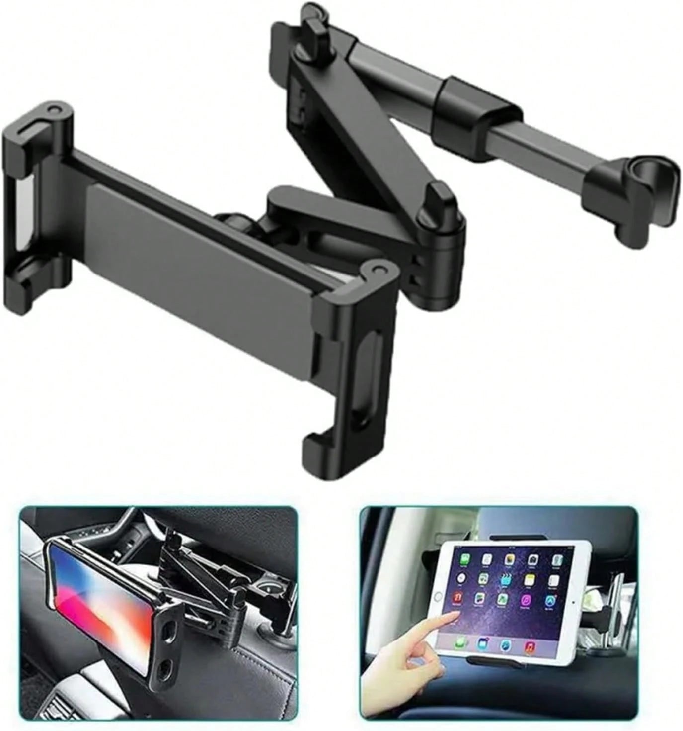 Red Car Headrest Tablet Mount, Adjustable 4.7-13" Device Holder