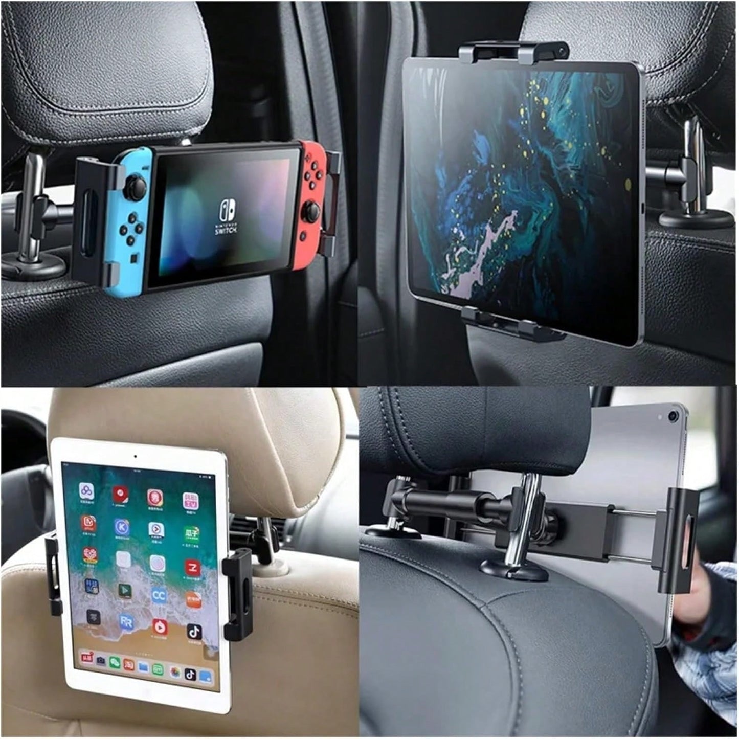 Red Car Headrest Tablet Mount, Adjustable 4.7-13" Device Holder
