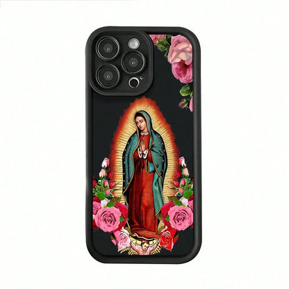Religious Mother Mary Phone Case, Vintage Style, Phone Case For IPhone 17 Pro Max 17 Air 17Pro 16 15 14 13 12 11 Pro Max, Floral Christian Gift, Our Lady Of Guadalupe Design, Sacred Icon Art, Religiou