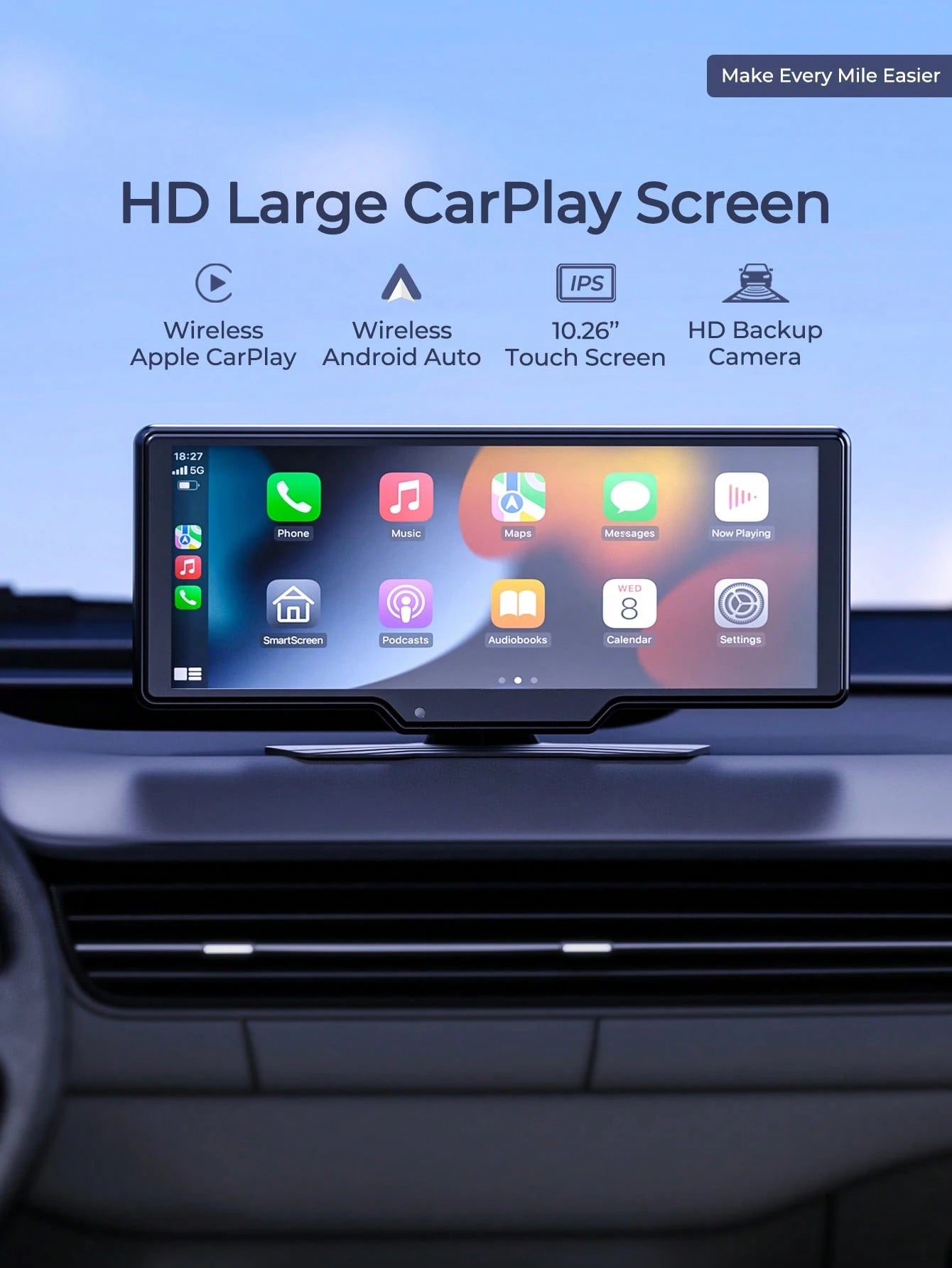 REMAX 10.26" HD Portable Car Display With Wireless CarPlay & Android Auto, Backup Camera, MP5 Player, Plug And Play Universal Monitor, Car Accessories, Car Essential, Car Stuff