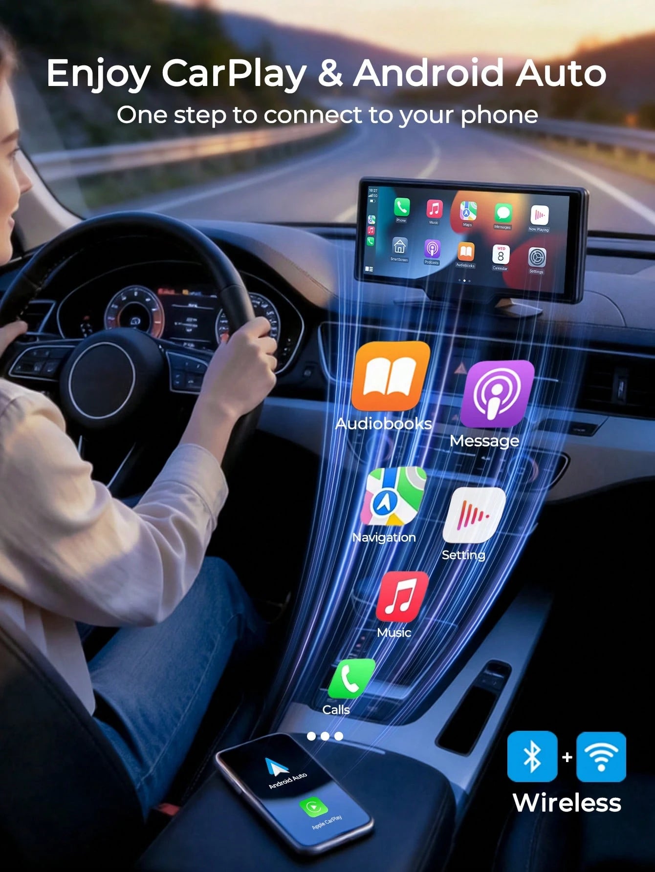 REMAX 10.26" HD Portable Car Display With Wireless CarPlay & Android Auto, Backup Camera, MP5 Player, Plug And Play Universal Monitor, Car Accessories, Car Essential, Car Stuff