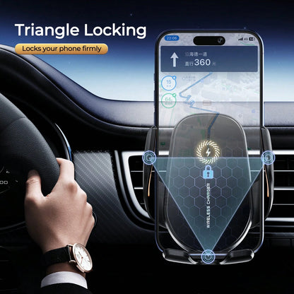 REMAX 15W Wireless Car Charger Mount, Infrared Sensor Auto Open & Close, Triangle Locking For Stable No Shake, 360° Swivel, Smart Temperature Control, No Overheating – Fits 4-7.2" Phones,IPhone Charge