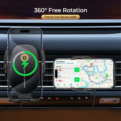 REMAX 15W Wireless Car Charger Mount, Infrared Sensor Auto Open & Close, Triangle Locking For Stable No Shake, 360° Swivel, Smart Temperature Control, No Overheating – Fits 4-7.2" Phones,IPhone Charge