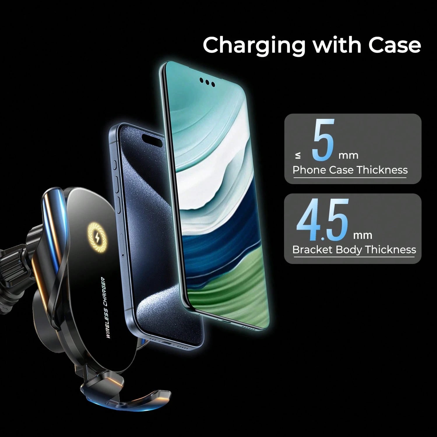 REMAX 15W Wireless Car Charger Mount, Infrared Sensor Auto Open & Close, Triangle Locking For Stable No Shake, 360° Swivel, Smart Temperature Control, No Overheating – Fits 4-7.2" Phones,IPhone Charge