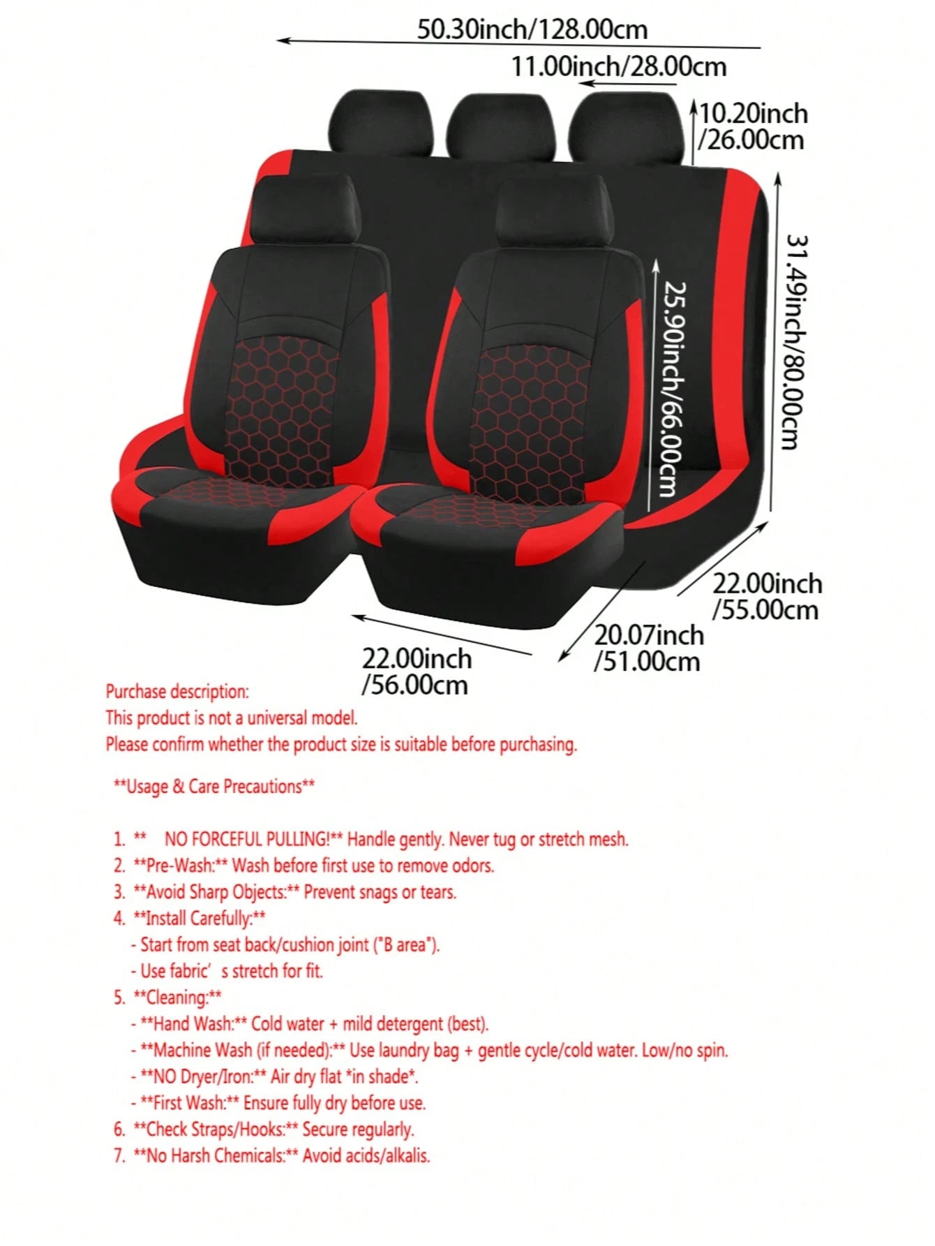 REMAX 9pcs Car Seat Covers Set, Compatible With Airbags, Universal Fit Seat Cushions, Auto Accessories, New Football Quilted Design, Women Style, Full Set Car Seat Covers