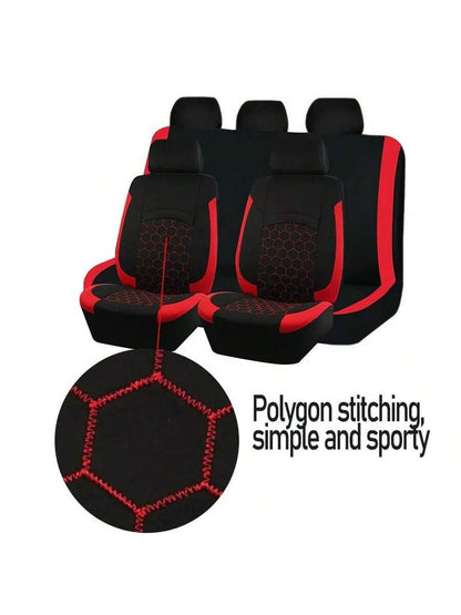 REMAX 9pcs Car Seat Covers Set, Compatible With Airbags, Universal Fit Seat Cushions, Auto Accessories, New Football Quilted Design, Women Style, Full Set Car Seat Covers