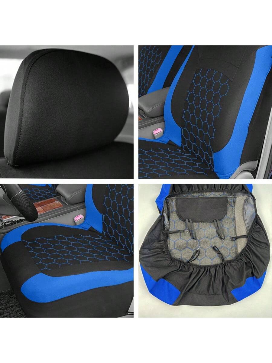 REMAX 9pcs Car Seat Covers Set, Compatible With Airbags, Universal Fit Seat Cushions, Auto Accessories, New Football Quilted Design, Women Style, Full Set Car Seat Covers