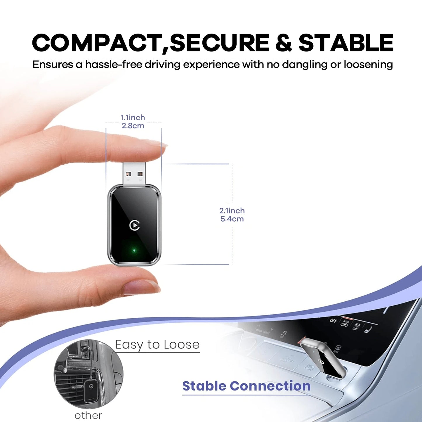 REMAX Wireless CarPlay Adapter Compatible With Apple CarPlay, Wired CarPlay To Wireless, Instant Connectivity, Automatic Reconnect, Super Mini Car Play Dongle For IPhone Fit For Cars With Built-In Car