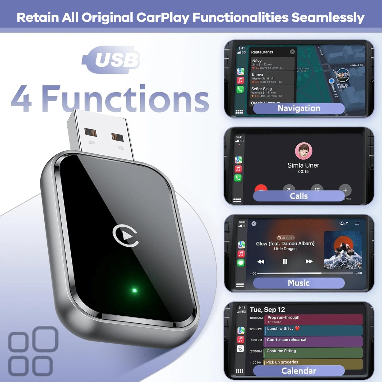 REMAX Wireless CarPlay Adapter Compatible With Apple CarPlay, Wired CarPlay To Wireless, Instant Connectivity, Automatic Reconnect, Super Mini Car Play Dongle For IPhone Fit For Cars With Built-In Car