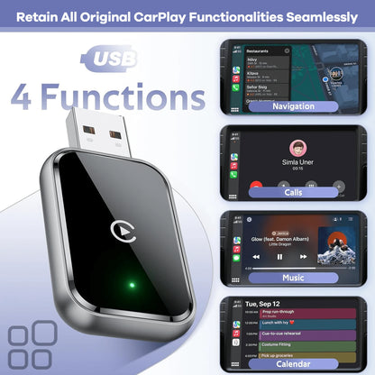 REMAX Wireless CarPlay Adapter Compatible With Apple CarPlay, Wired CarPlay To Wireless, Instant Connectivity, Automatic Reconnect, Super Mini Car Play Dongle For IPhone Fit For Cars With Built-In Car
