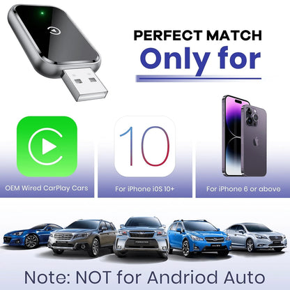 REMAX Wireless CarPlay Adapter Compatible With Apple CarPlay, Wired CarPlay To Wireless, Instant Connectivity, Automatic Reconnect, Super Mini Car Play Dongle For IPhone Fit For Cars With Built-In Car