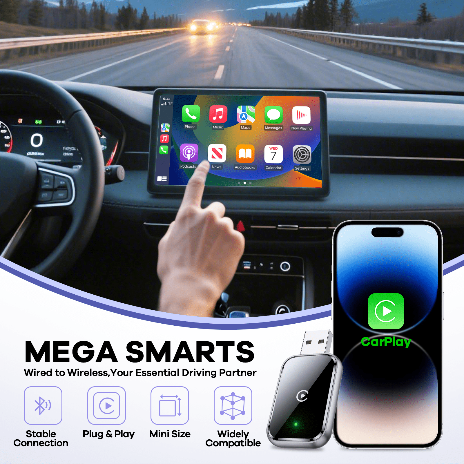 REMAX Wireless CarPlay Adapter Compatible With Apple CarPlay, Wired CarPlay To Wireless, Instant Connectivity, Automatic Reconnect, Super Mini Car Play Dongle For IPhone Fit For Cars With Built-In Car