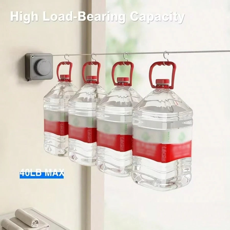 Retractable Clothesline Indoor Outdoor, Clothes Line Retracting Indoor, Retractable Clothes Line Wall Mounted Drying Rack Clothing Line, Laundry Line With Stainless Steel Line-15.1 Feets