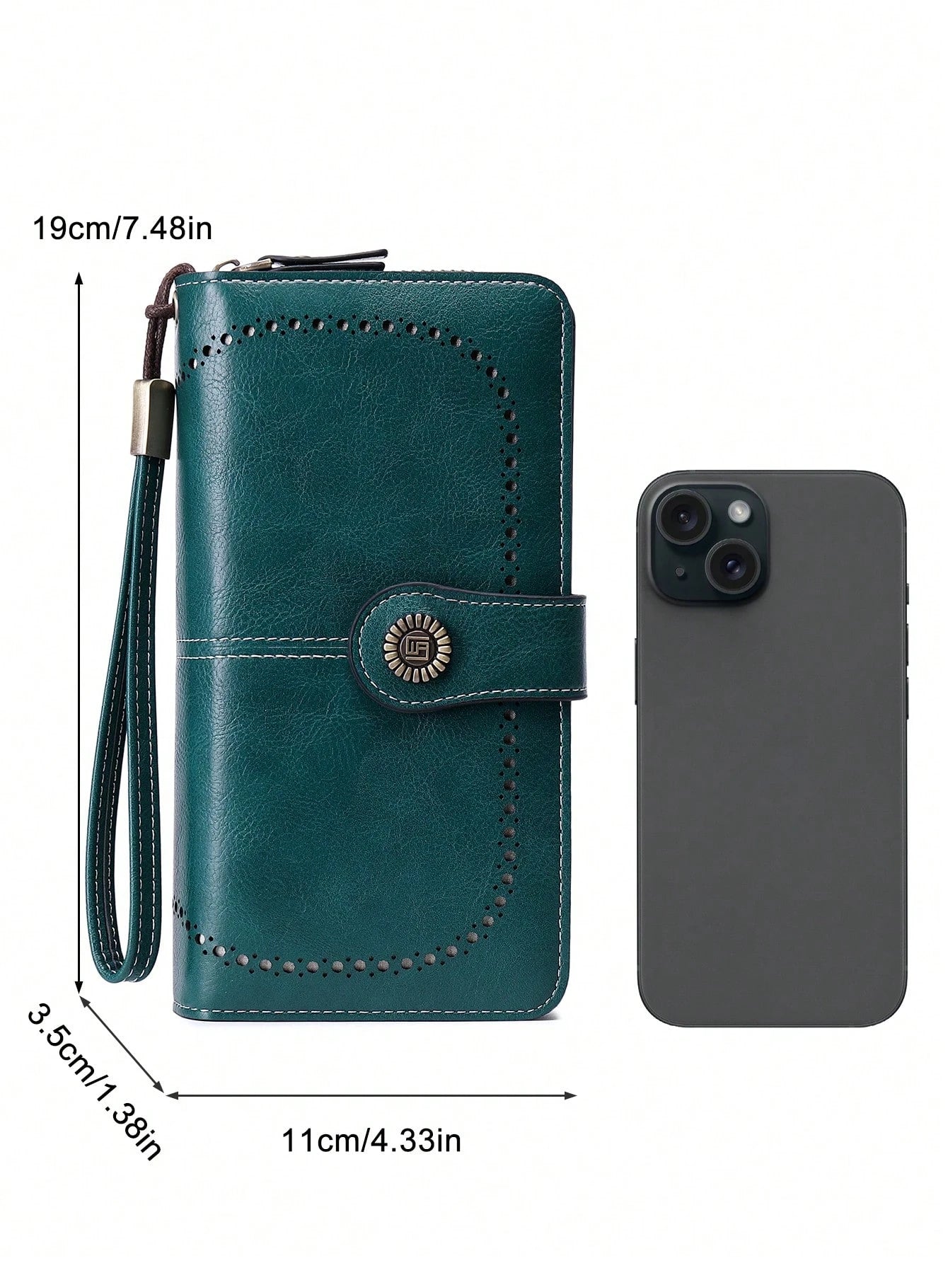 RFID Blocking Large Capacity Tri-Fold Multi-Card Slot PU Solid Color Zipper Snap Wallet, Multi-Functional European And American New Vintage Women's Wallet With Wrist Strap, Valentine's Day Gift For Wi