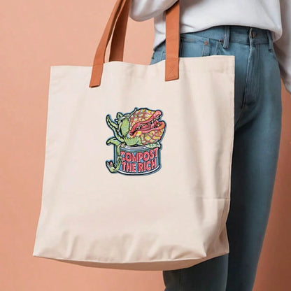 RHUAGYP 1pc "COMPOST THE RICH" Carnivorous Plant Embroidered Patch, Unique Plant Graphic, Clothing, Jacket, Backpack DIY Decor Iron-On Applique