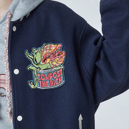 RHUAGYP 1pc "COMPOST THE RICH" Carnivorous Plant Embroidered Patch, Unique Plant Graphic, Clothing, Jacket, Backpack DIY Decor Iron-On Applique