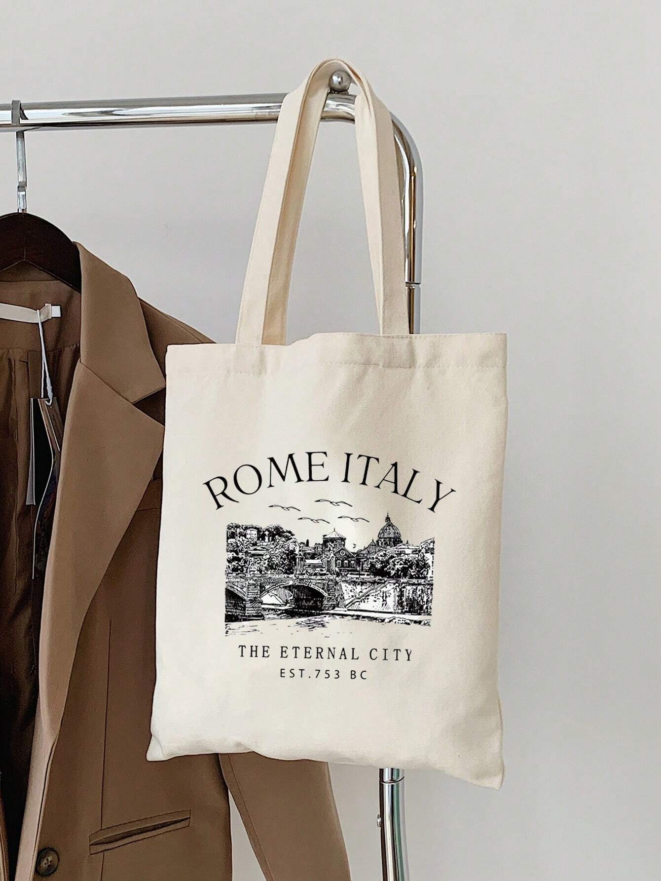 Roman Alphabet Pattern Shopping Bag, Women's Reusable Letter Print Tote Bag, Casual Shoulder Bag, Large Capacity Student Shopping Bag, Best Gift For Teachers, Women, Girlfriends And Family, School Bag