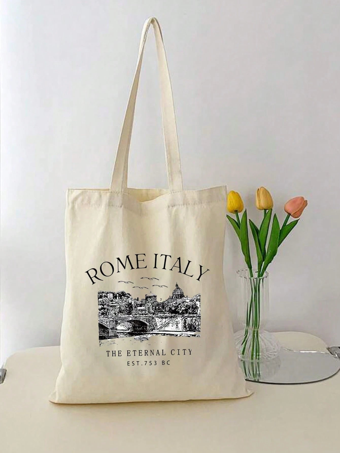 Roman Alphabet Pattern Shopping Bag, Women's Reusable Letter Print Tote Bag, Casual Shoulder Bag, Large Capacity Student Shopping Bag, Best Gift For Teachers, Women, Girlfriends And Family, School Bag