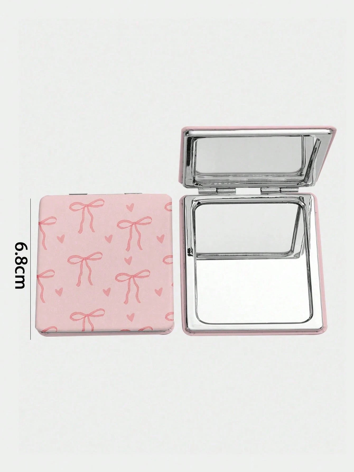 ROMWE Grunge Punk 1pc PU Leopard Print Double-Sided Folding Makeup Pocket Mirror, Portable, Creative Metal Mirror For Women/Students, Random Floral Pattern Design