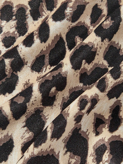 ROMWE J-Fashion Y2K Leopard Print Lace Patchwork Bow Decor Sexy Women Top