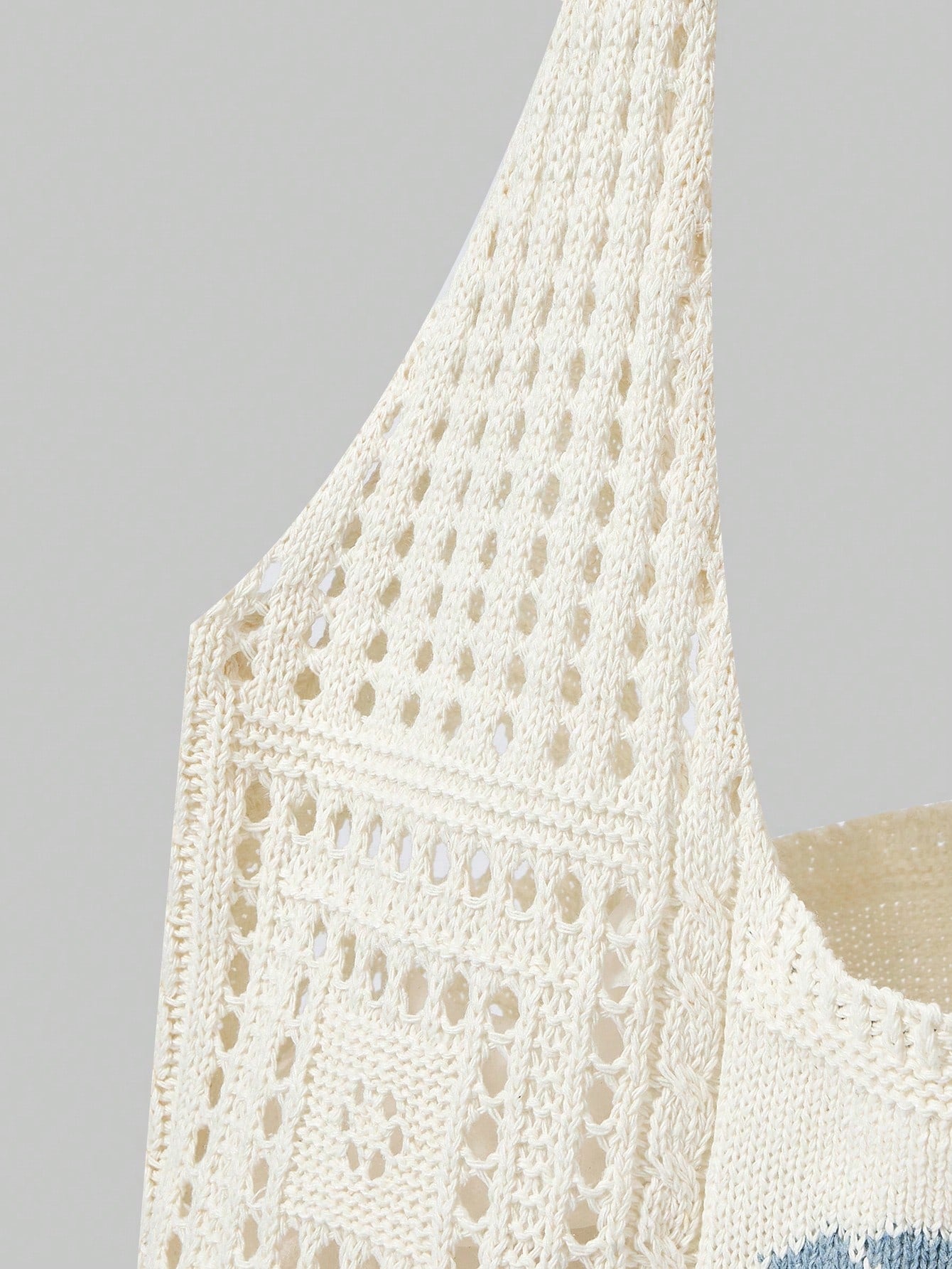 ROMWE Kawaii Women's Summer Beach Tote Bag- Crochet Design With Sea Turtle Pattern, Large Capacity Open-Top Tote, Beige Polyester, Suitable For Casual Outings And Coastal Vacations, Beach Tote Bag, T