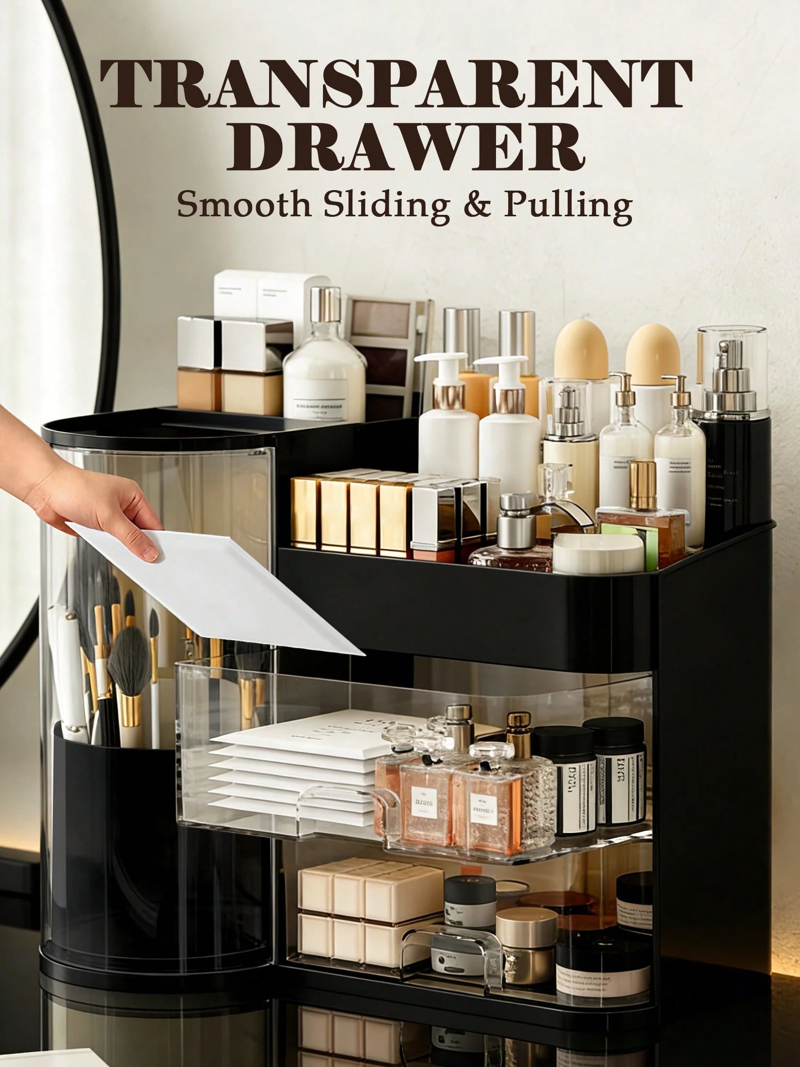 Rotating Makeup Organizer, 2 Tier Face Mask Skincare Organizers And Storage For Bathroom Countertop, Counter Cosmetic Holder For Dresser, Multi-Grid Storage With Brush Holder, Large Capacity Storage