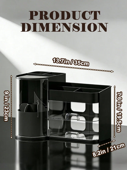 Rotating Makeup Organizer, 2 Tier Face Mask Skincare Organizers And Storage For Bathroom Countertop, Counter Cosmetic Holder For Dresser, Multi-Grid Storage With Brush Holder, Large Capacity Storage