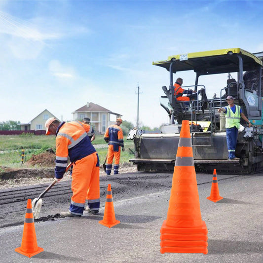 Safety Cones, 4 Pack 28 Inch Collapsible Traffic Cones, Construction Cones With Reflective Collars, Wide Base And A Storage Bag, For Traffic Control, Driving Training, Parking Lots