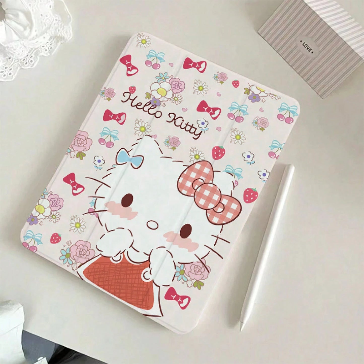 SANRIO Officially Licensed Colorful Bow Tablet, Suitable A8/A9+/S6 Lite/S7/S9 FE+/S10+, Includes Adjustable Stand, Protective Cover, Pen Slot, And Soft Protective, Suitable Office And Daily Use. Fits