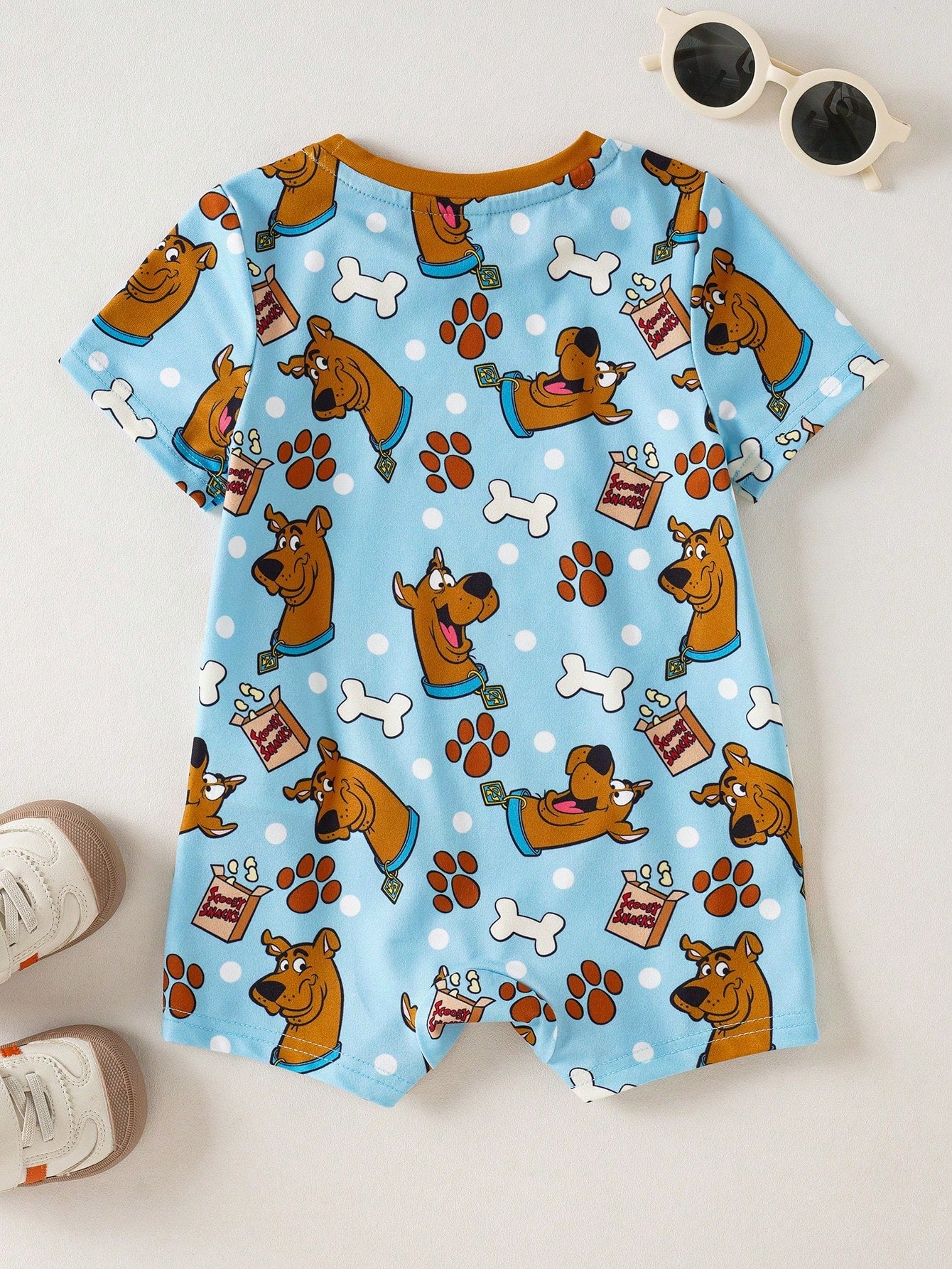 SCOOBY-DOO X Baby Boy Summer Casual Vacation Stylish Cartoon Allover Print Short Sleeve Romper