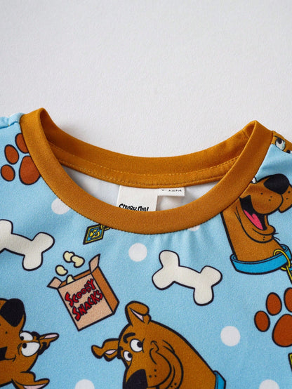 SCOOBY-DOO X Baby Boy Summer Casual Vacation Stylish Cartoon Allover Print Short Sleeve Romper