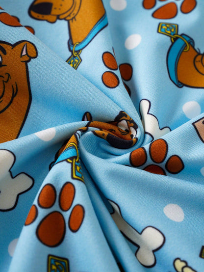 SCOOBY-DOO X Baby Boy Summer Casual Vacation Stylish Cartoon Allover Print Short Sleeve Romper