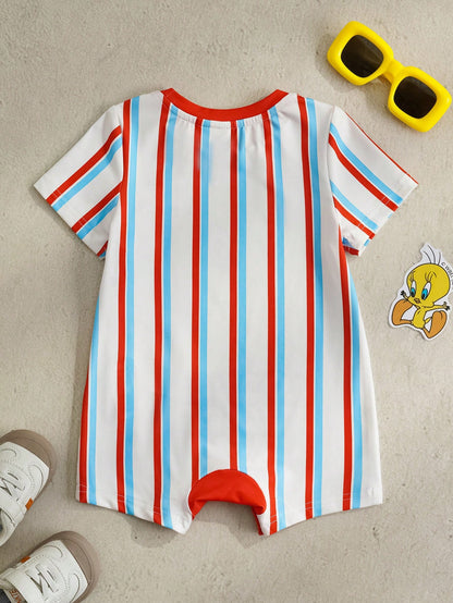 SCOOBY-DOO X Baby Boy Summer Casual Vacation Stylish Cartoon Allover Print Short Sleeve Romper