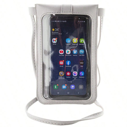 Screen Crossbody Women Cell Phone Purse- Body With Shoulder Strap Bag- RFID Wallet Keeps Cash, Credit Cards, Phone Screens- Gray